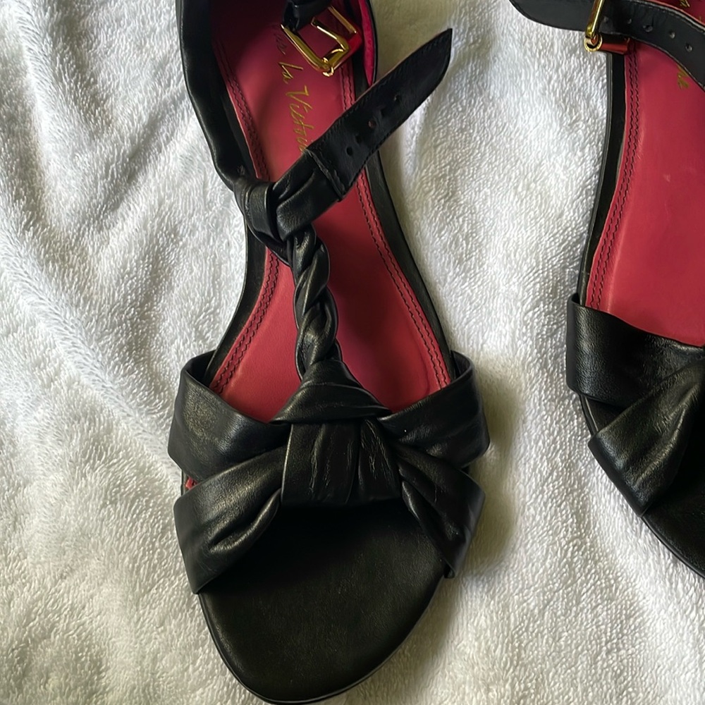 Vintage Pour La Victo’ire Women’s Sandals EUC Black Size 8 - Picture 6 of 7